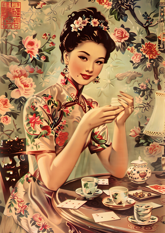 Juliste Vintage Chinese Retro Style Poster Woman