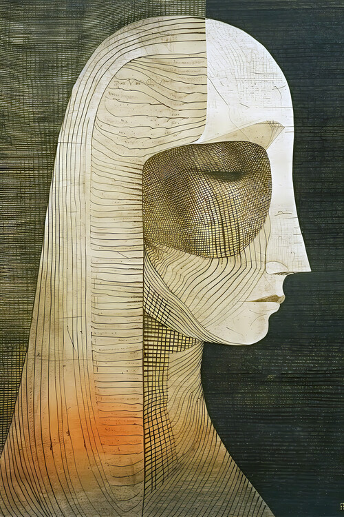Плакат Figurative woman portrait, wall decoration, Fine art prints