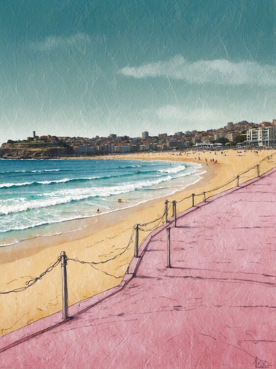Poster Beach Sydney Australia Pink