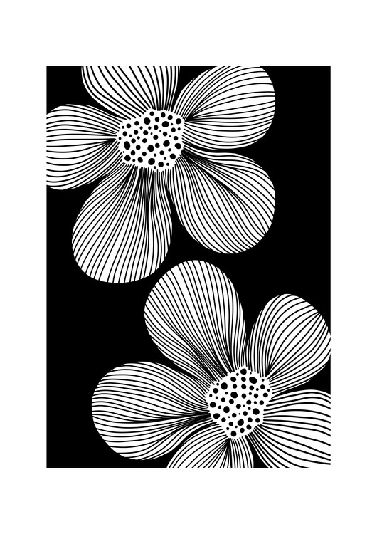 Poster Bloom Line Art Boho Flowers