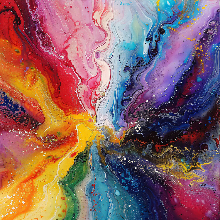 Poster Abstract art with acrylic painting, framed wall art prints