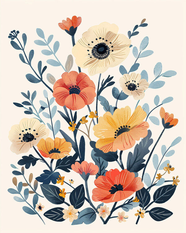 Poster Bohemian floral nursery, Botanical wall art prints
