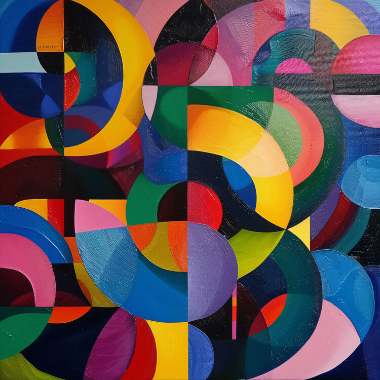 Poster Modern oil painting, rough paint brush strokes on canvas