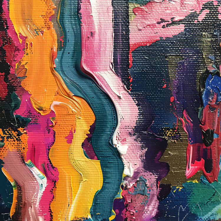 Poster Vivid and dynamic, oil paint brush strokes on canvas