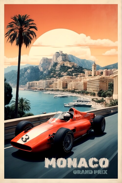 Poster Vintage Monaco Grand Prix Poster: Racing Through History