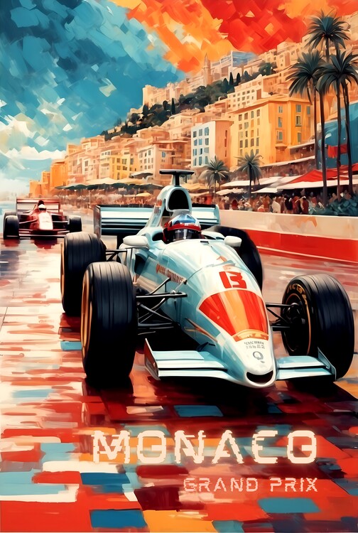 Poster Abstract Monaco Grand Prix: Vintage Racing Art