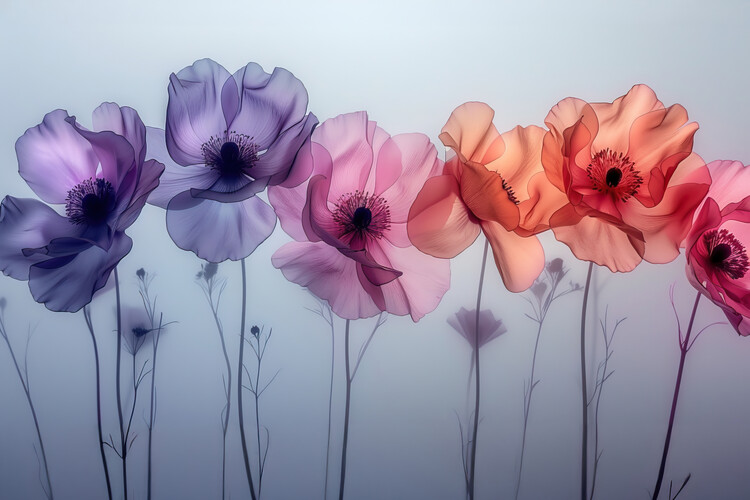 Plagát The Rainbow Pastel Flowers