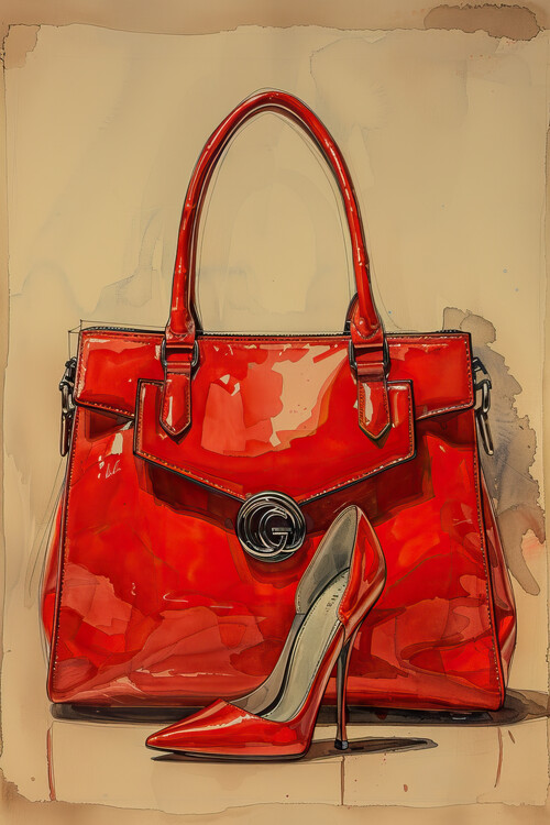 Poster Matching Stiletto and bag Red Fashion