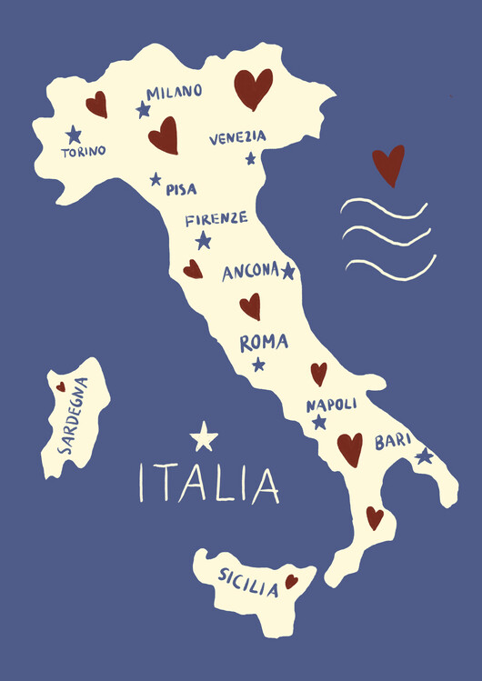 Plakát Italiy Map