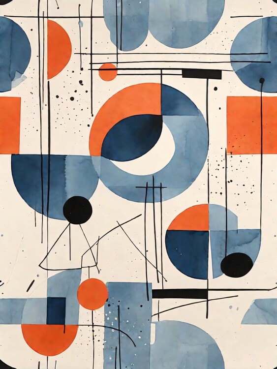 Poster Bauhaus geometric semi circles