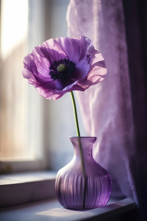 Poster Purple Poppy In Vase