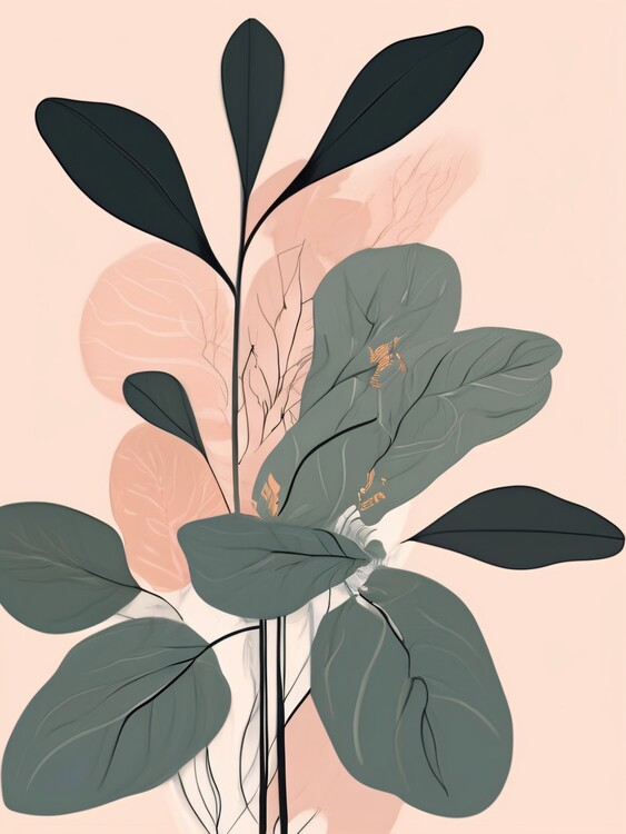 Poster Aesthetic Botanical Harmony: Delicate Minimalist Artistry