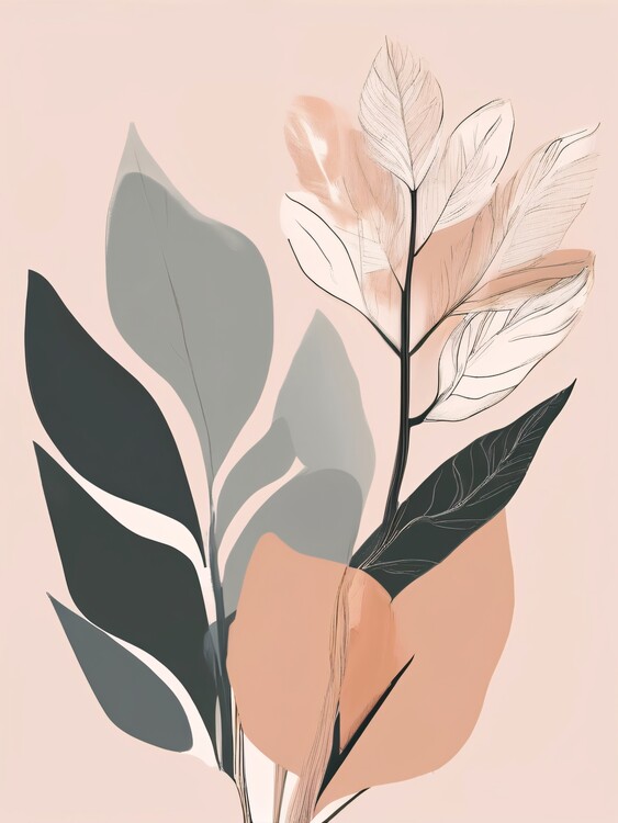Poster Aesthetic Botanical Harmony: Delicate Minimalist Artistry