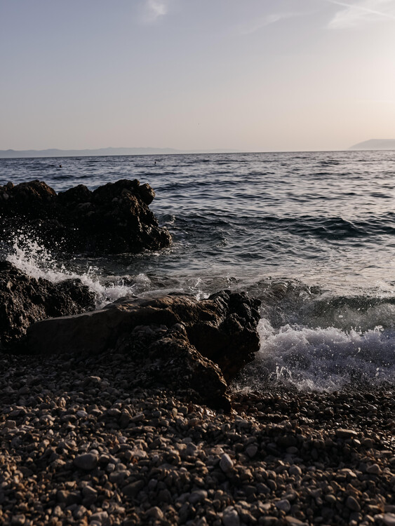 Poster ocean landscape blue sky rocks and waves