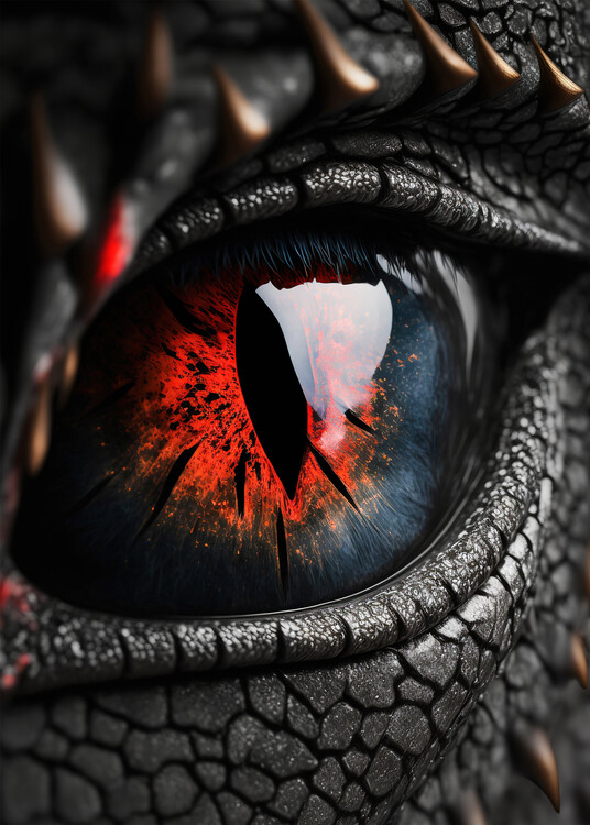 Poster Black dragon eye dark