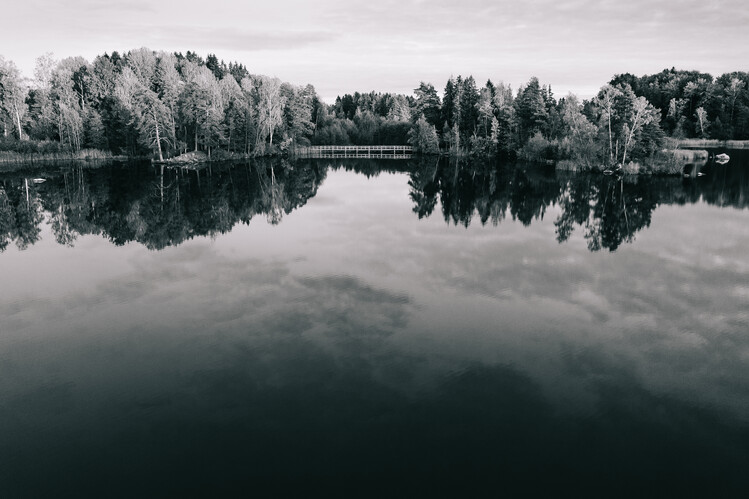 Poster Lake view in black and white