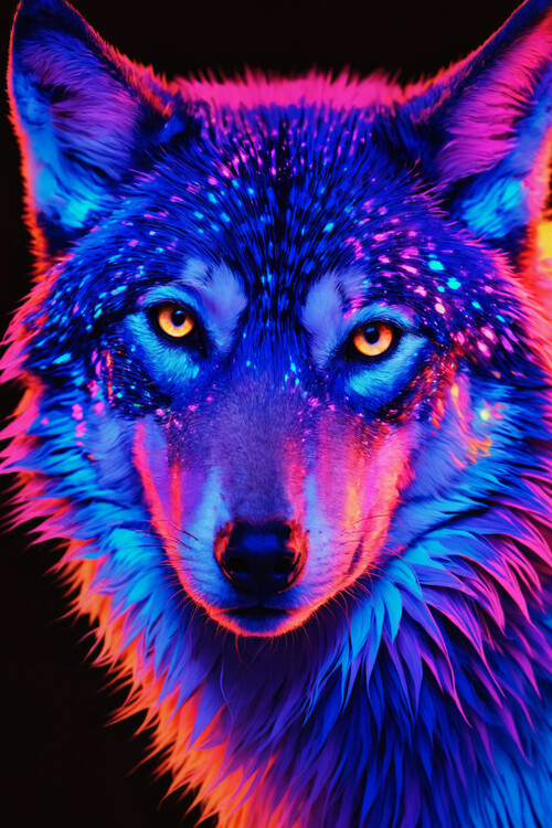 Póster Blacklight Wolf