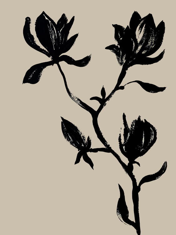 Poster Black Flowers