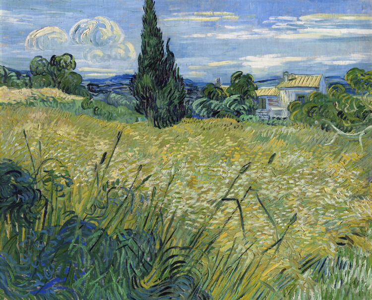 Canvas Print Green Wheat Field with Cypress (1889)