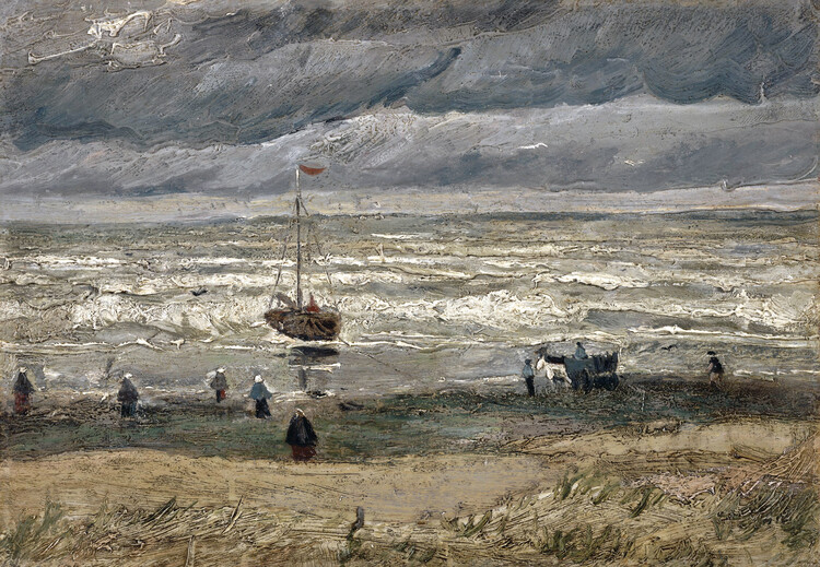 Canvas Print Beach at Scheveningen in Stormy Weather (1882)