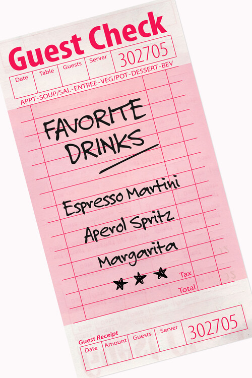 Poster Guest Check - Favorite Drinks