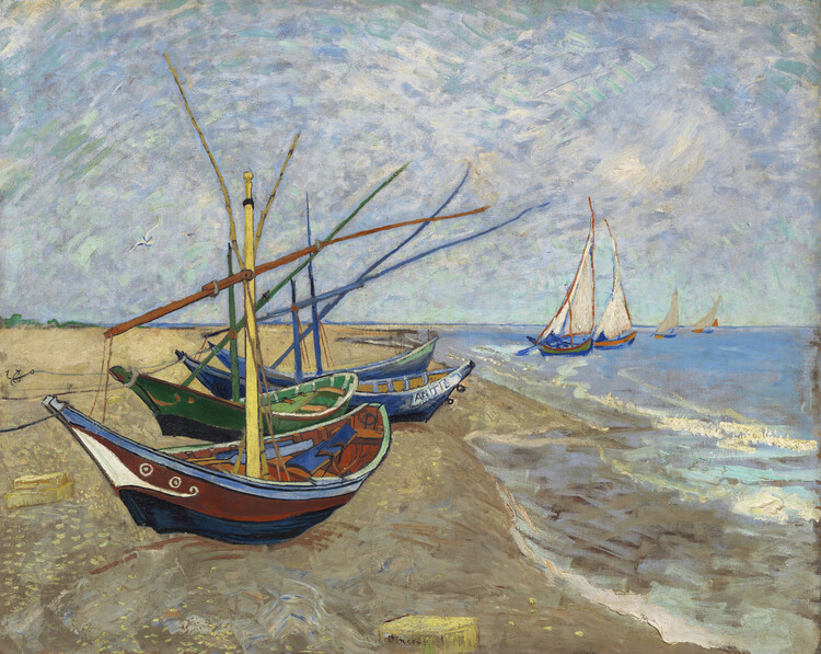 Plakat Fishing Boats on the Beach at Saintes-Maries-de-la-Mer