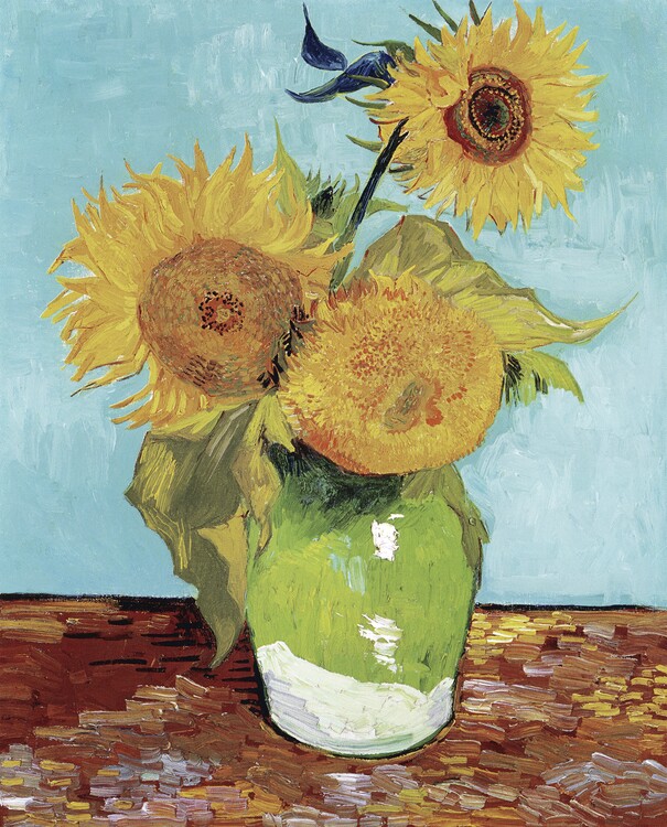 Sticker Vase with Three Sunflowers