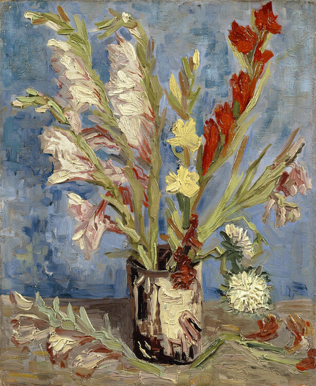 Poster Vase with Gladioli and China Asters (1886)