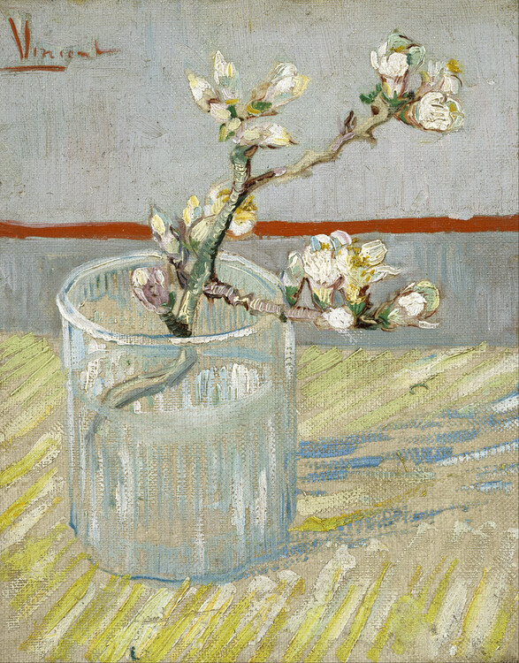 Canvas Print Sprig of flowering almond in a glass (1888)