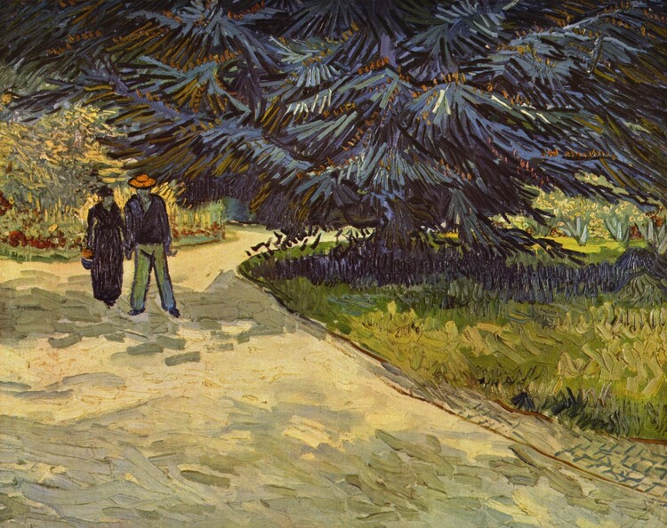 Poster Public Garden with Couple and Blue Fir Tree: The Poet's Garden III