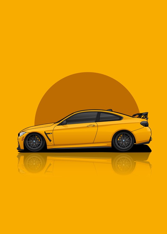 Poster Car on yellow