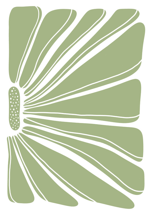 Poster Mid Century Flower Green