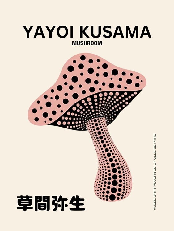Poster Yayoi Kusama Mushroom Exhibition Paris Tokyo HD