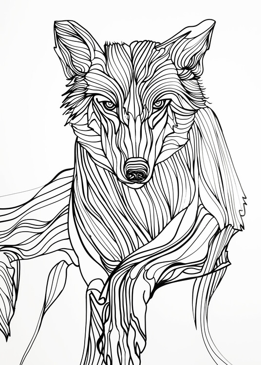 Levně Plakát, Obraz - Lines art Wolf, Justyna Jaszke, 30 × 40 cm