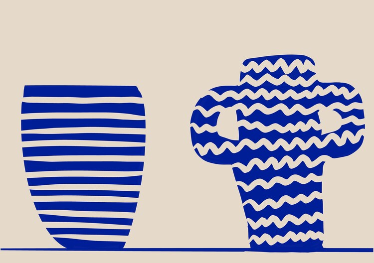 Canvas Print Blue Vases