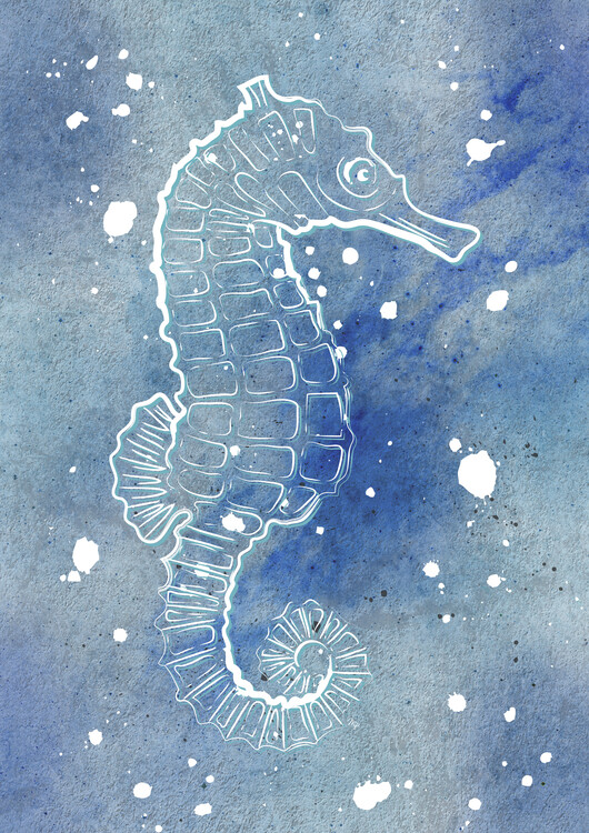 Poster Blue Seahorse