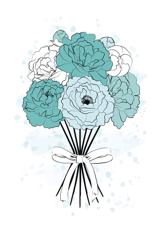 Плакат Blue Peonies
