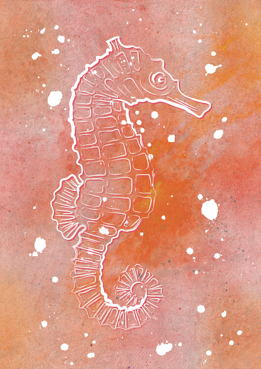 Poster Orange Seahorse