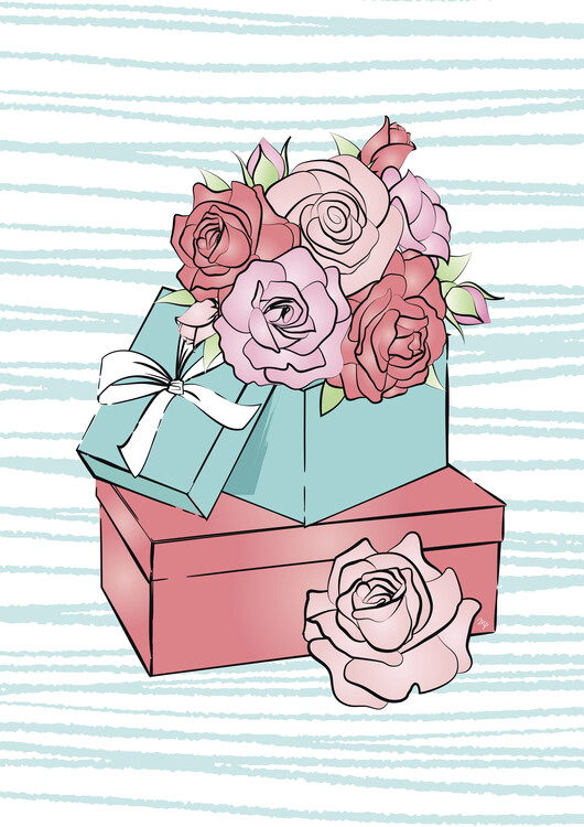 Плакат Pink Roses Flower Box