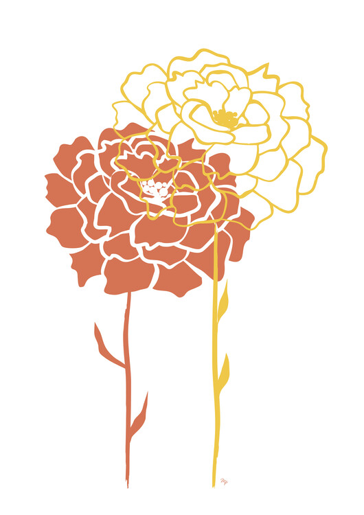 Плакат Orange Peonies