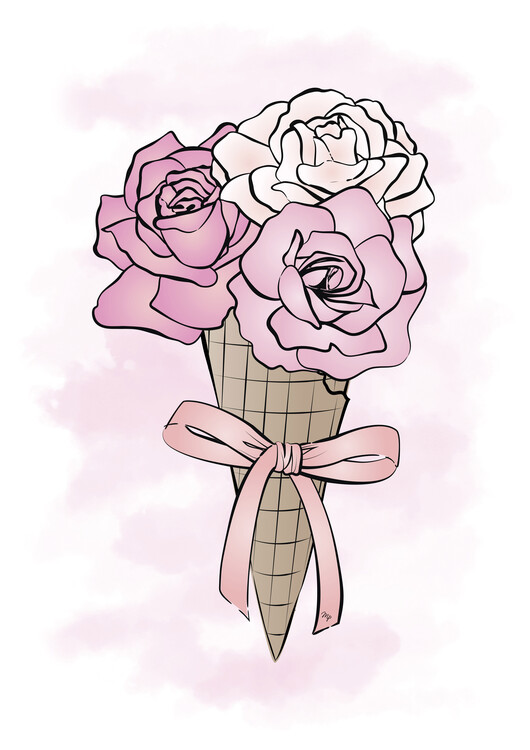 Poster Pink Roses Cone