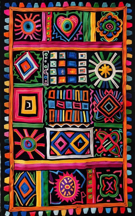 Poster Colorful naive artistic pattern, wall art prints