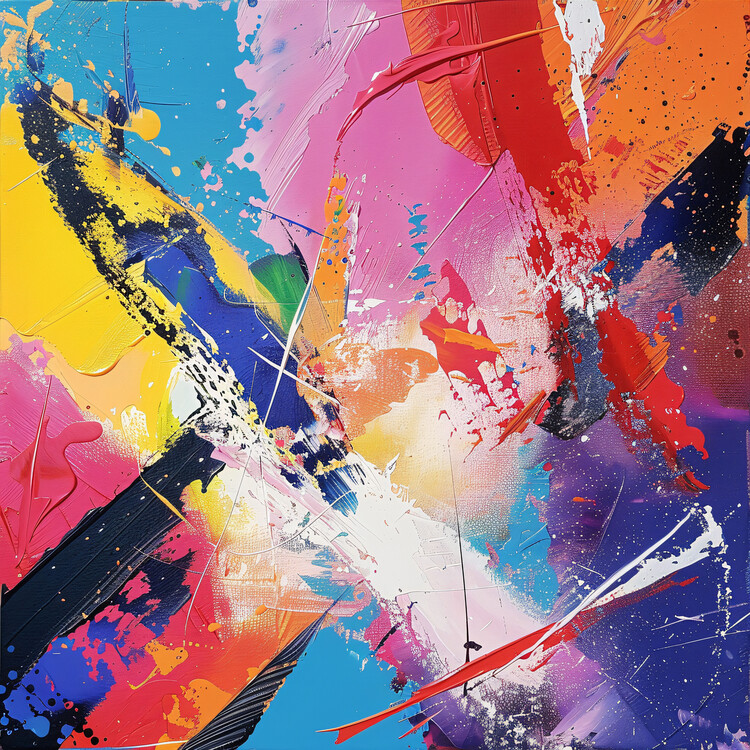 Poster Colorful Acrylic Paint On Canvas &  framed wall art prints