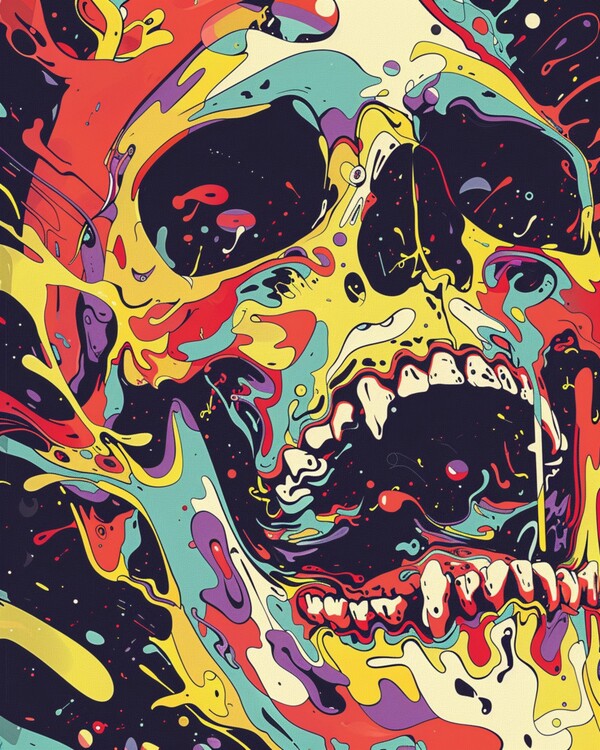 Plakát Colorful Psychedelic Illustration Skull