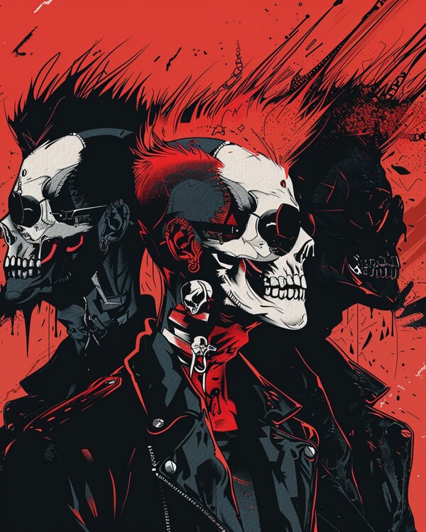 Poster Colorful Psychedelic Illustration Skull