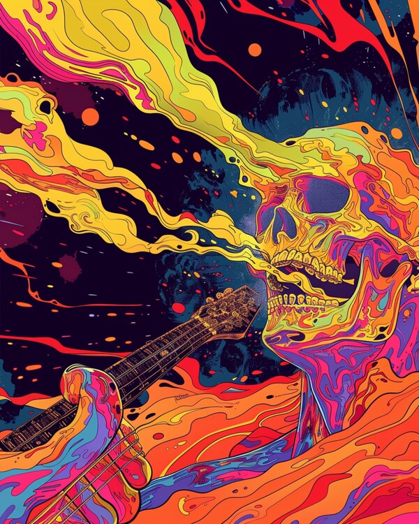 Plakát Colorful Psychedelic Illustration Skull