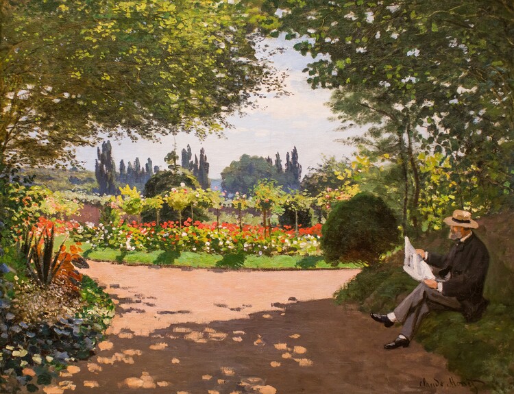Canvas Print Adolphe Monet in the Garden of Le Coteau at Sainte-Adresse