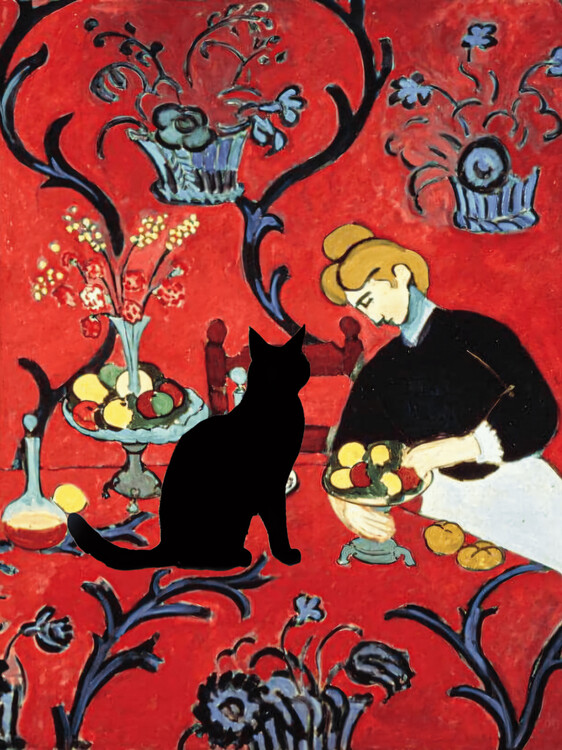 Poster Black Cat in Matisse's Red Symphony Dessert