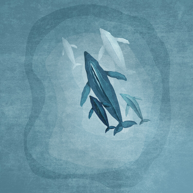 Wall Mural Whales family