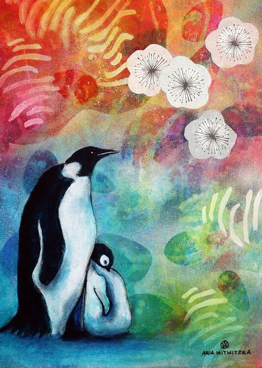 Levně Plakát, Obraz - Penguin heart, Ania Witwitzka, 30 × 40 cm
